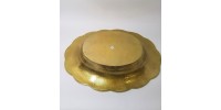 Plat de service doré ovale en porcelaine Goldinger